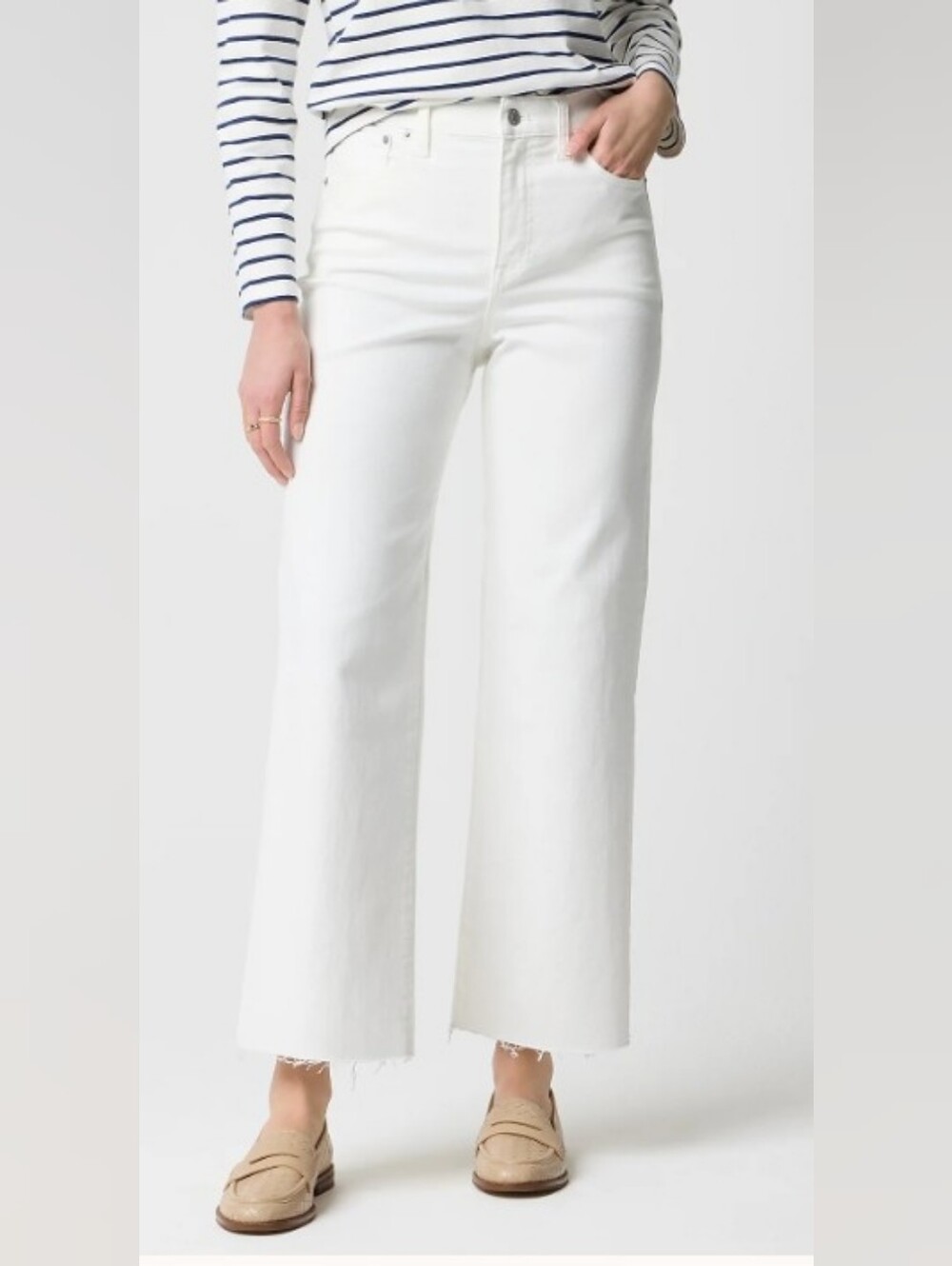 J.Crew Women's High-Rise Wide-Leg Cropped Jeans in White